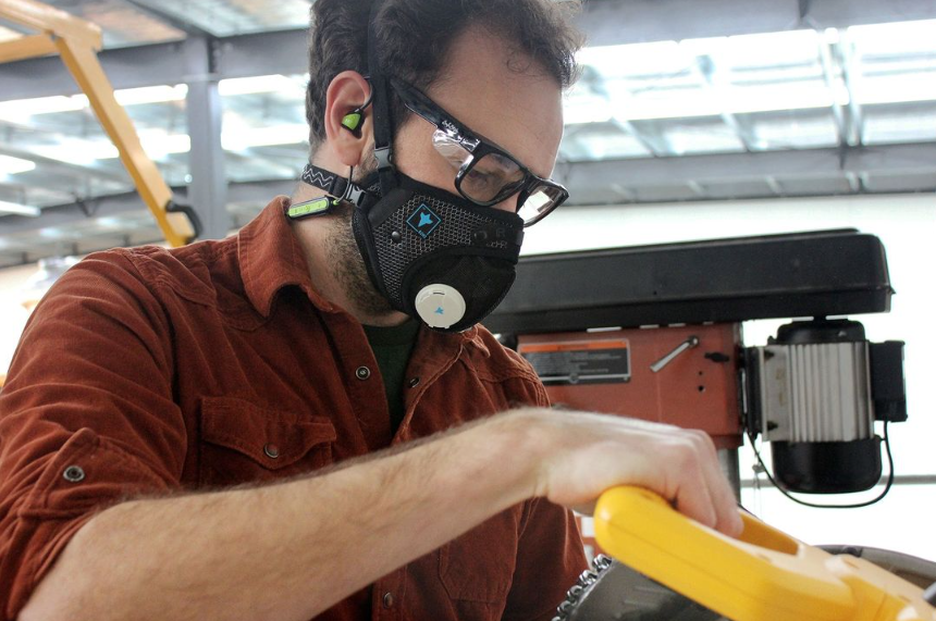 RZM3 Mask by RZ Mask being worn by a woodworker